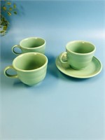 Fiesta Lot of 4 Light Green, 3 Cups , 1 Saucer