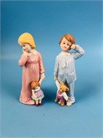Set of 2 Boy and Girl Figurine " Sleepy Time "