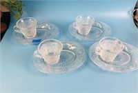 Tiara , Set of 4 Luncheon Plates with 4 Cups