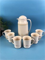 Set of 7 , 6 Cups & Coffee Server - Corning