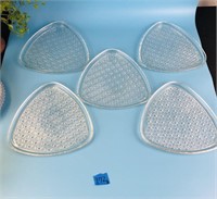 Set of 5 Cut Glass Luncheon Plates w/ Cup Holder