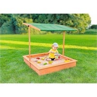 Modern Wooden Sandbox with Fabric Canopy Roof