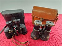 PAIR OF ANTIQUE AND VINTAGE BINOCULARS WITH CASES