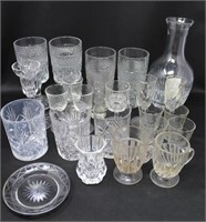 3 CUT CRYSTAL TUMBLERS, WATERFORD CANDLE & MORE