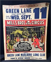 Vintage Mills Bros 3 Ring Circus Poster - Original