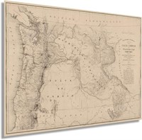 Vintage 1859 State of Oregon and Washington Map