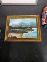 15x12 oil on board  signed Beach picture