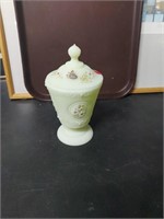 8in covered Fenton candy hand painted
