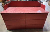 Vintage wooden red toy box 34x20.5x16