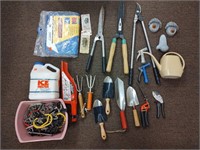 LOT OF GARDEN TOOLS, ETC.