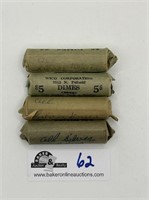 Lot of 4 rolls dimes.  Seller states all silver