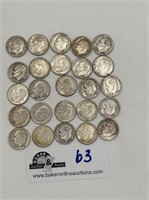 Lot of 25 dimes 1950 - approx 1964