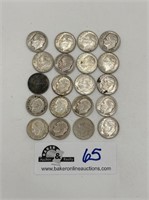 Lot of 25 Misc. US Dimes Dated 1950-1964