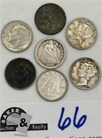 Misc. lot of coins including Mercury head, Seated