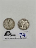 2 pieces 1946 Walking Liberty Half Dollars