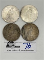 Lot of 4 1922 & 1923 Liberty head Silver Dollars