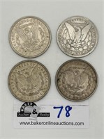 Lot of 4 1896 & 1921 Silver Dollars