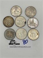 Lot of 8  Half Dollar Coins