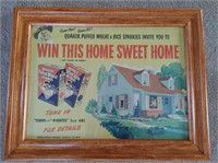 1947 Quaker Cereal Framed Litho Advertisement
