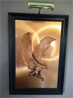 Framed Copper 3D Eagle with Light
