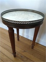 Louis XVI Style Marble Top Mahogany Accent Table