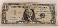 1957 B Silver Certificate One Dollar Bill