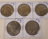 5 - 1976 D Eisenhower Dollar Coins