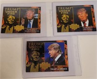 Three Different Donald Trump Trading Cards