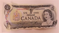 1973 Canadian One Dollar Bill