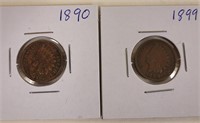 1890 & 1899 Indian Head Pennies