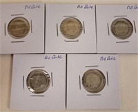 5 - No Date Canadian Silver Ten Cent Pieces