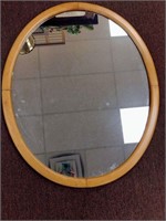 Vintage Oval Wood Wall Mirror 33 x 27