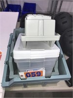 Lot of asst plastic containers