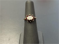14 KT Elegant 0.65 Carat Diamond and Garnet Ring