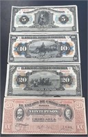Paper Currency Chihuahua, Mexico, Lot of Four