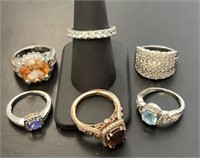 Lot of Six Sterling Fashion Rings