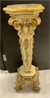 Ornate Resin Pedestal with Marble Top