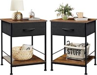 WLIVE Nightstand Set of 2, End Table with Fabric