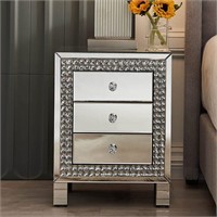 MIREO Mirrored Nightstand with 3-Drawers, Large M
