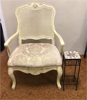 Wicker Back Parlor Chair & Stand