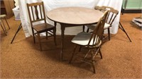 Wood Table & Mismatched Chairs