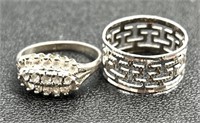 Two Sterling Silver Rings Size 5