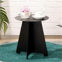 ALIMORDEN Small Round Metal End Table15.75", Black