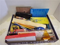 Flat of new and used stationary