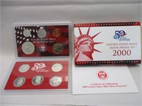 2000 U.S. MINT SILVER PROOF & STATE QUARTER SETS