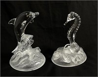 LOVELY CRYSTAL DOLPHIN AND SEAHORSE SCULPTURES