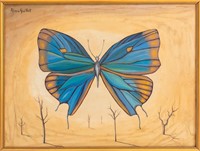 Alvaro Guillot "Papillon Blue" Oil on Canvas, 1973