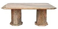 Pink And Gray Granite Double Pedestal Table