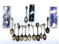 (2) Sterling Silver Souvenir Spoons and (12)
