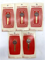 (5) Vintage NOS Chevrolet Key-Mate Keys for 1968